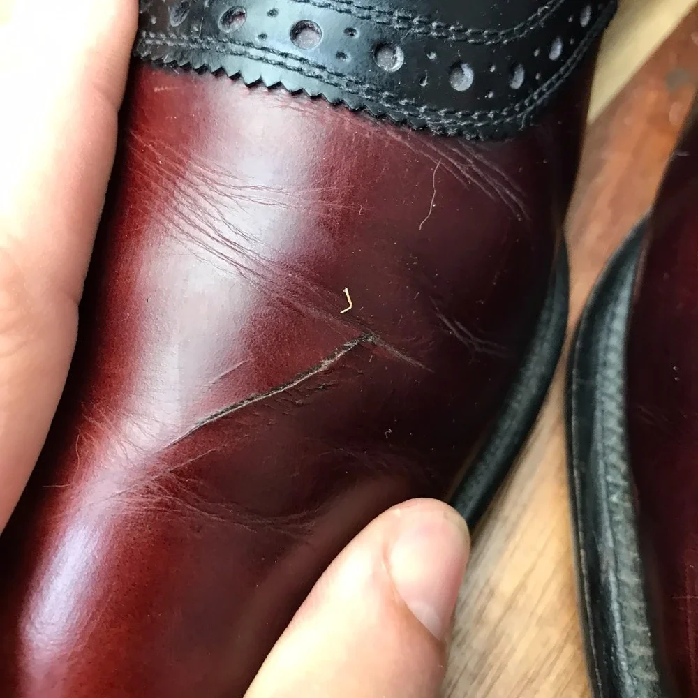 Allen Edmonds Polo Saddle Oxford‎ Dress Shoes Mens 9.5C Burgundy/Black *Flaws